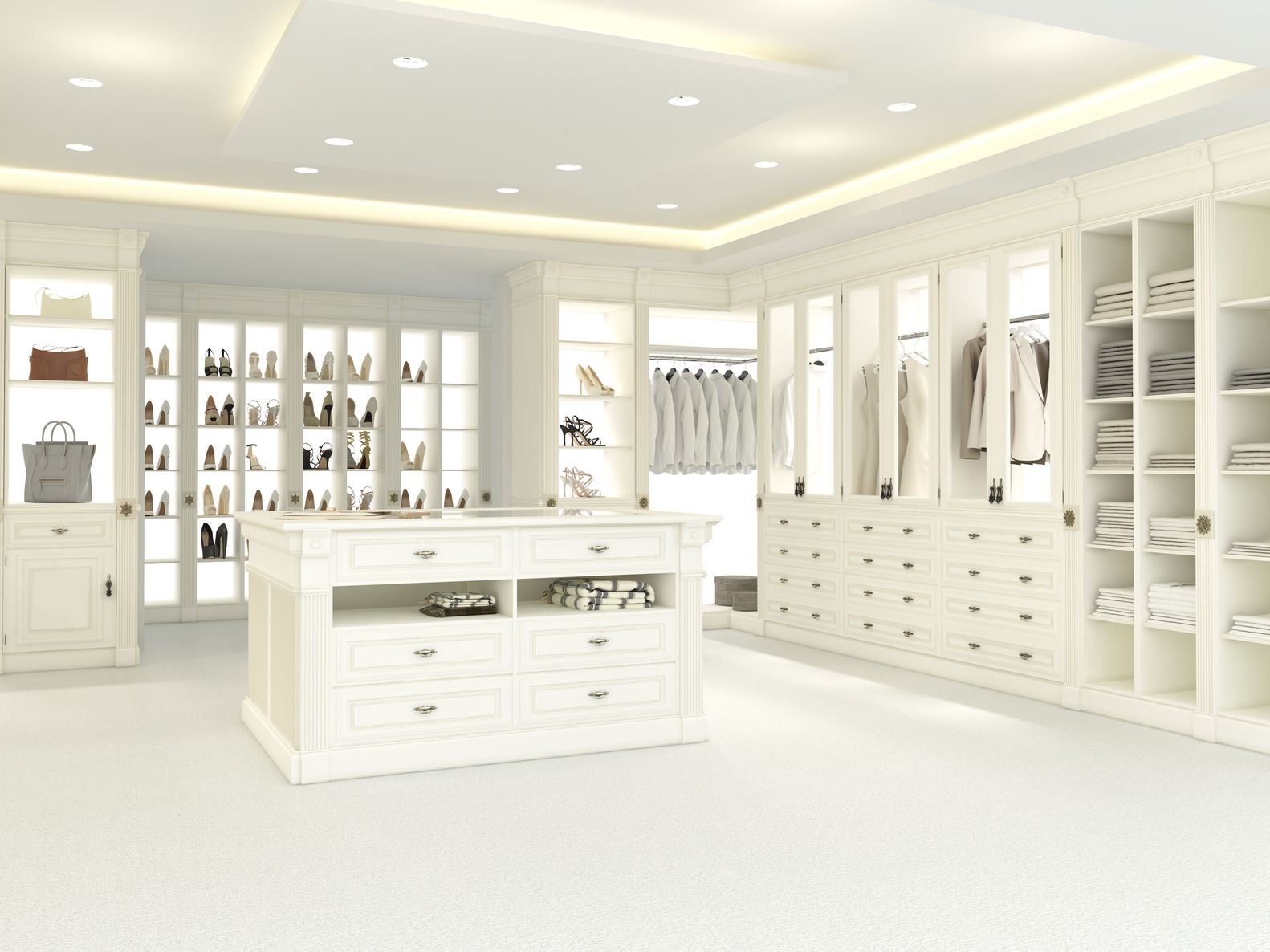 41192213 - an american luxury walkin closet with many space. 3d rendering Closet Organizer